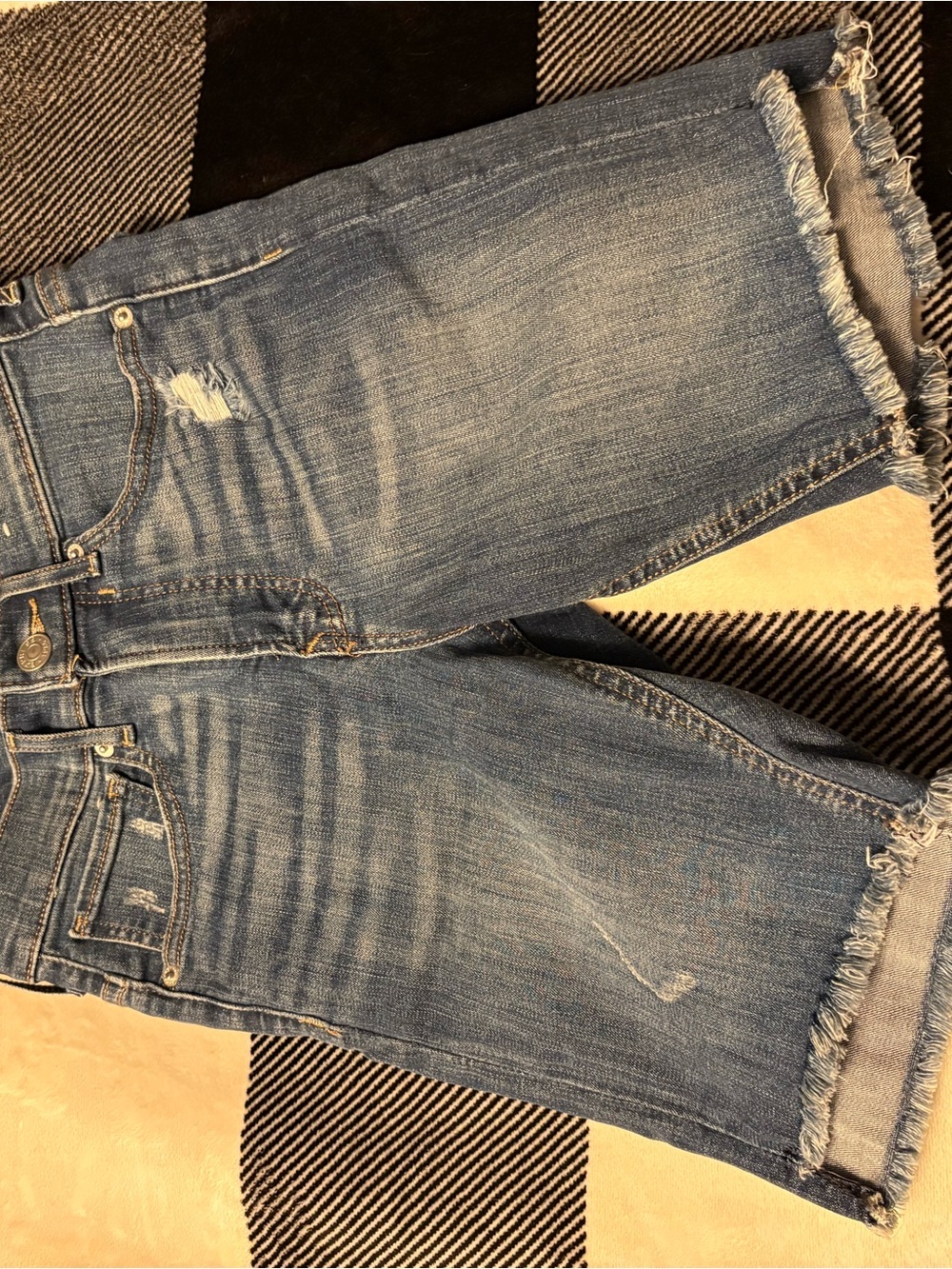Express Women's Light Blue Distressed Boyfriend Jeans High Waisted